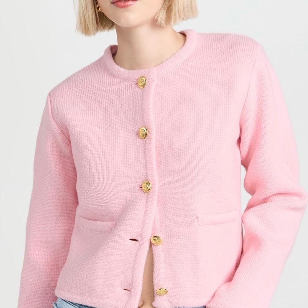 English Factory Blush Cardigan with Gold Accents